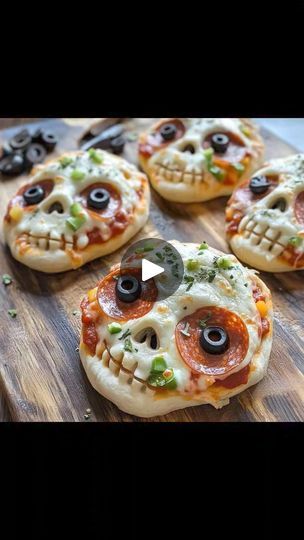 6.4K views · 58 reactions | Halloween Pizza Skulls 🧠
Ingredients:
1 can refrigerated pizza dough
1/2 cup pizza sauce
1 cup shredded mozzarella cheese
1/2 cup pepperoni slices, chopped
1/4 cup black olives, sliced
1/4 cup green bell pepper, diced
1/4 cup red onion, finely chopped
Cooking spray
1/2 teaspoon dried oregano
1/2 teaspoon garlic powder
Instructions:
Preheat the Oven for Perfect Results
Preheat your oven to 375°F (190°C). Lightly spray your skull-shaped mold with cooking spray to prevent sticking.
Prepare the Dough
On a lightly floured surface, unroll the pizza dough and cut it into pieces large enough to cover each skull mold cavity.
Assemble the Pizza Skulls
Press the dough into each cavity of your skull mold, ensuring there’s some overhang for sealing. Spoon in 1 tablespoon of Halloween Pizza Skulls, Pizza Skulls, Skull Pizza, Halloween Pizza, Refrigerated Pizza Dough, Skull Mold, Green Bell Pepper, Recipes Casserole, Cooking Spray