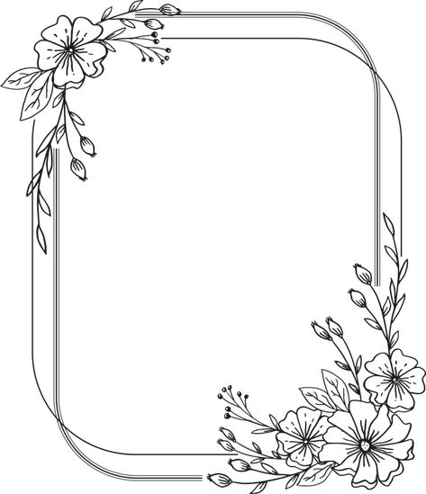 Tree Border Drawing, Journal Page Borders, Flower Frame Design Simple, Flower Border Design Drawing, Flower Page Border, Aesthetic Boarders Designs, Letter Borders, Embroidery Borders, Drawn Leaves