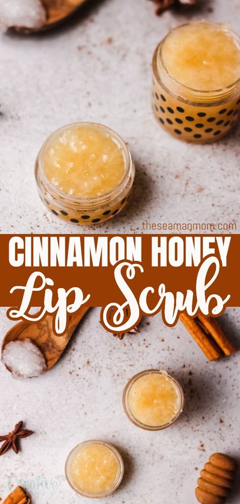 This honey lip scrub with cinnamon is a great way to get rid of chapped, dry lips for good! It smells heavenly, it’s made using only ingredients you probably already have in your kitchen and it’s a total powerhouse when it comes to moisturizing your lips. via @petroneagu Diy Lip Scrub Edible, Fall Lip Scrub Diy, Honey Lip Mask Diy, Diy Lip Scrub For Dry Chapped Lips, Lips Scrub Diy, Lip Moisturizer Diy, Cinnamon Lip Scrub, Beeswax Crafts, Sugar Lip Scrub Diy