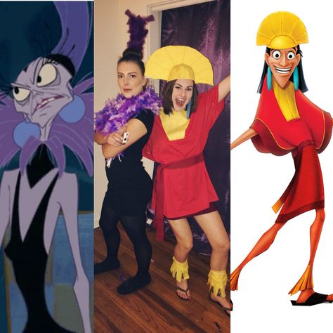 Yzma and Kuzco Costume from Emperor's New Groove Halloween costume Kuzco And Yzma Costume, Kuzco And Pacha Costume, Emporers New Groove Costume, Disney Movie Costumes, Kronk Costume, Kuzco Costume, Yzma Costume, Yzma And Kronk, Emperor's New Groove