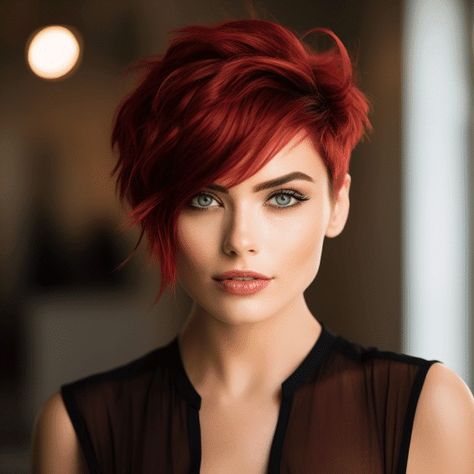 Fire Ombre Hair Short, Dark Red Pixie Haircut, Pixie Red Hair, Short Dark Red Hair, Red Hair Pixie, Red Hair Pixie Cut, Hair Color Ideas Trendy, Dark Red Hair Color Ideas, Red Pixie Haircut