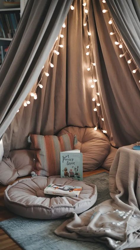 Cozy Up! 10 Enchanting Kids' Reading Nook Ideas - Home with Ava Shed Reading Nook, Closet Reading Nook Kids, Toddler Reading Area, Cozy Nook Bedroom, Closet Nook Ideas, Boys Reading Nook, Kid Reading Nook, Reading Tent For Kids, Closet Turned Into Reading Nook