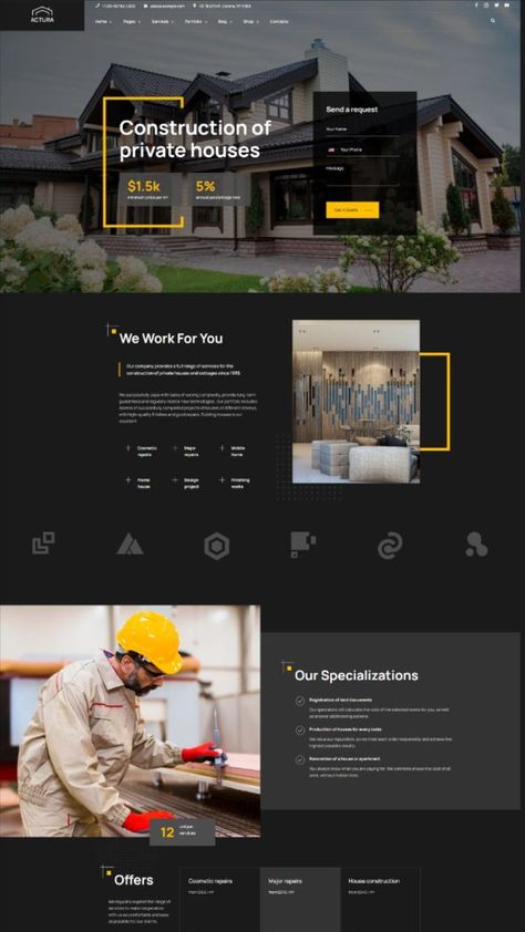 Construction Website Design Inspiration Creative Website Design Inspiration, Website Design Inspiration Layout, Free Web Design, Modern Website Design, Creative Website Design, Webdesign Inspiration, Professional Website Design, Ui Design Website, Business Website Design