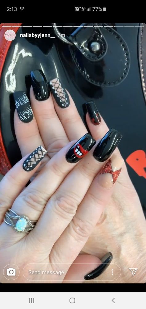 Rocky Horror Picture Show Nail Art, Rocky Horror Nails Art, Rocky Horror Picture Show Nails, Rocky Horror Nails, Show Nails, Rocky Pictures, Horror Nails, Ricky Horror, 2022 Nails