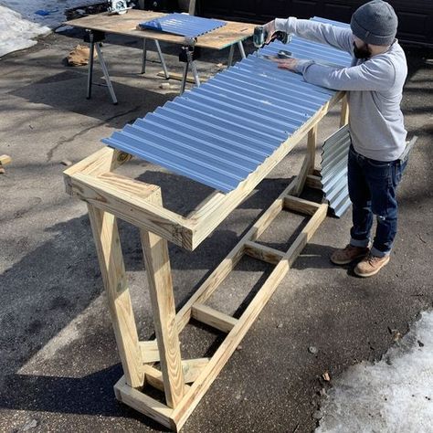 Firewood Racks Outdoor Diy, Firewood Rack With Roof, Firewood Storage Rack Outdoor, Campfire Wood Storage, Firewood Lean To, Firewood Storage Ideas Outdoor, Diy Wood Rack Firewood Storage, Outside Wood Storage, Diy Firewood Storage Outdoor