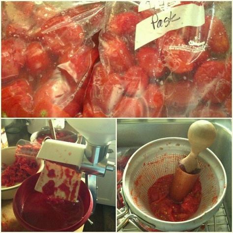 Processing Frozen Tomatoes for Canned Pizza Sauce Sauce From Frozen Tomatoes, Pizza Sauce From Fresh Tomatoes, Canned Pizza Sauce, Canning Pizza Sauce, Frozen Tomatoes, Sauce From Fresh Tomatoes, Oregon Cottage, Tomato Pizza Sauce, Pickle Recipes Homemade