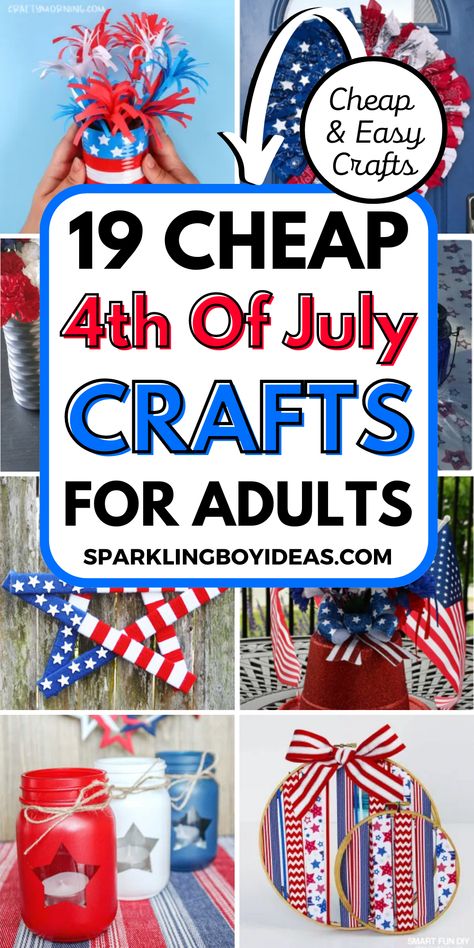 July Crafts For Adults, Easy 4th Of July Crafts, Fourth Of July Crafts, Patriotic Crafts Diy, American Flag Crafts, 4th Of July Crafts, Fireworks Craft, Patriotic Diy, Flag Crafts