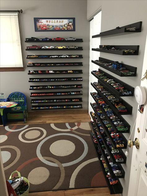 #Hot Wheelsstorage #hotwheels #storage #boyroom #affordablestorage Hot Wheel Shelves, Hotwheel Room Ideas, Hotwheels Organization Ideas, Hotwheel Storage Ideas, Hotwheels Storage Ideas, Car Toy Storage Ideas, Car Room Decor Men, Hotwheels Bedroom Ideas, Hot Wheels Wall Storage