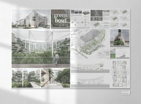 Green Bowl (multi complex architecture project) :: Behance Complex Architecture, Architect Portfolio Design, Landscape Architecture Presentation, Concept Board Architecture, Architecture Design Presentation, Architecture Portfolio Layout, Presentation Board Design, Urban Design Concept, Presentation Design Layout