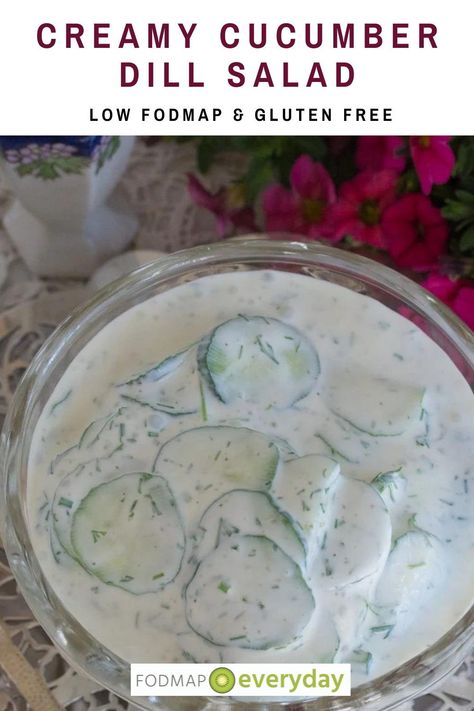 Low Fodmap Cucumber Salad, Low Fodmap Cucumber Recipes, Low Fodmap Drinks, Dill Dip Recipes, Fod Map, Fodmap Recipes Dinner, Dill Salad, Low Fodmap Recipes Dinner, Fodmap Food