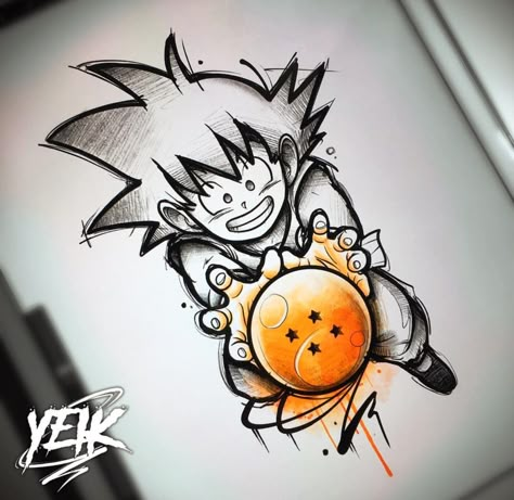 Go Ku Dragon Ball Drawing, Dragon Ball Ball Tattoo, Dragon Ball Z Graffiti, Dragon Ball Z Drawings Easy, 4 Star Dragon Ball Tattoo, Dragonball Tattoo Ideas, Dbz Painting, Dragon Ball Z Tattoo Ideas, Dragon Ball Z Drawings