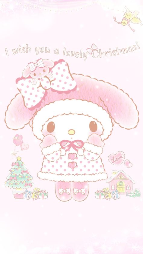 My Melody Christmas Wallpaper, My Melody Christmas, Melody Christmas, Christmas Theme Background, Christmas Wallpaper Ipad, Sanrio Wallpapers, A Pink Christmas, Sanrio Stuff, Christmas Desktop