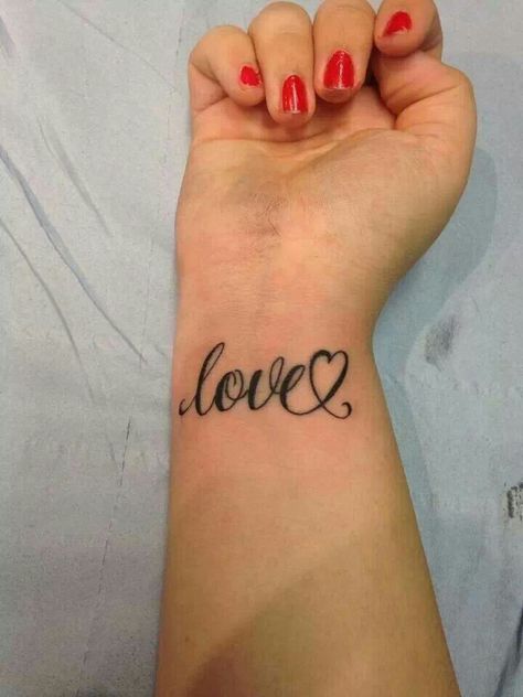 Love tattoo ♥ Love Cursive, Love Wrist Tattoo, Cursive Tattoo, Puzzle Tattoos, Fonts Cursive, Tattoo Fonts Cursive, Cross Tattoos For Women, Tattoo Wrist, Custom Temporary Tattoos