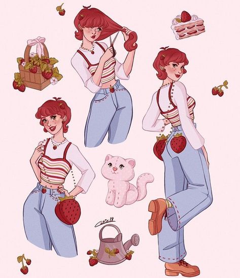 Strawberry Outfit Drawing, Strawberry Shortcake Aesthetic Outfit, Clothing Business Ideas, 2003 Strawberry Shortcake, Strawberry Shortcake 2003, Strawberry Shortcake Outfits, Strawberry Shortcake Cartoon, Strawberry Shortcake Characters, Clothing Business