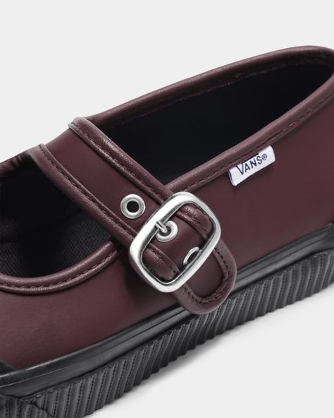 Premium Mary Jane 93 Women Mary Jane Shoes, Vans Mary Janes, Vogue 90s, Burgundy Vans, Aesthetic Sneakers, Ugly Outfits, Vans Outfit, Pretty Shoes Sneakers, Funky Shoes