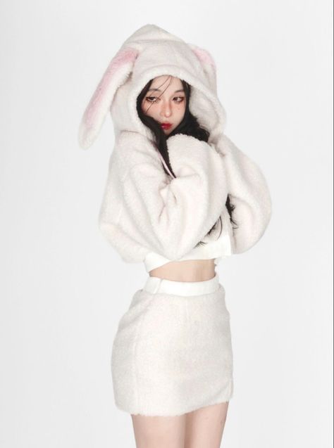 * DISCLAIMER: FAKE BRAND * ‘ cute pj’s! ‘ Messy Aesthetic, Kawaii Academia, Kawaii Outfit Ideas, Fluffy Skirt, Snow Bunny, Fairytale Fashion, Cottagecore Coquette, Bunny Outfit, Lace Dress Vintage