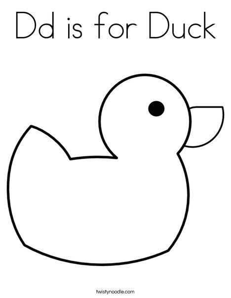 Dd is for Duck Coloring Page - Tracing - Twisty Noodle D Is For Duck, Duck Coloring Pages, Duck Craft, Letter D Crafts, Duck Crafts, Farm Animal Crafts, Twisty Noodle, Preschool Coloring Pages, Duck Art