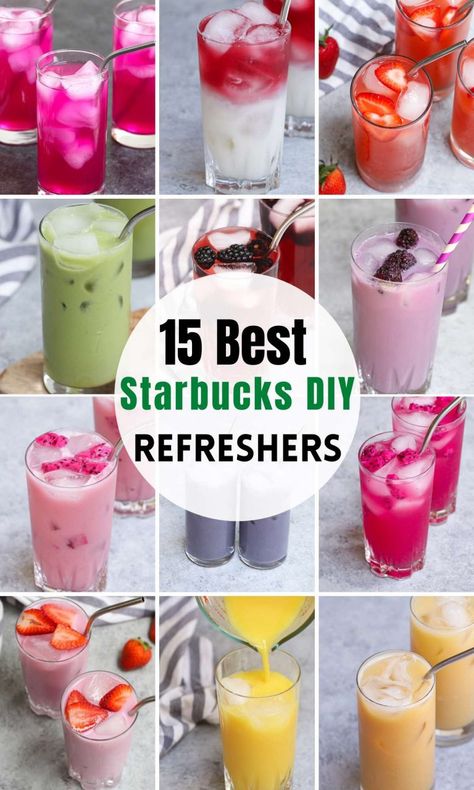 15 Best Starbucks Refreshers and How to Make them at Home Copycat Starbucks Drinks, Drinks Starbucks, Strawberry Acai Refresher, Starbucks Drinks Diy, Starbucks Diy, Healthy Starbucks, Copycat Starbucks Recipes, Drinks Coffee, Starbucks Refreshers