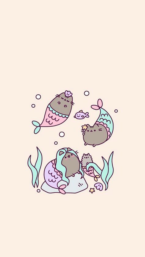 Pusheen mermaids Kitty Girl, Cats Tumblr, Pusheen Cute, Chat Kawaii, Mermaid Wallpapers, Pusheen Cat, Mermaid Life, Bohol, Trendy Wallpaper