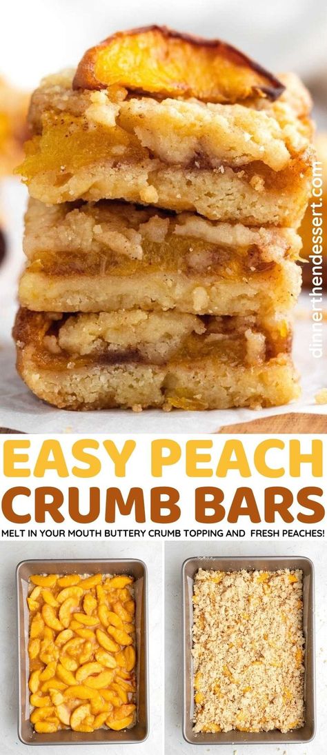 August Baked Goods, Fresh Peach Crumb Bars, Peach Shortbread Bars, Peach Blondies Recipe, Peach Pie Filling Desserts, Peach Bars Recipes, Peach Filling Recipes, Peach Baked Goods, Peach Brownies