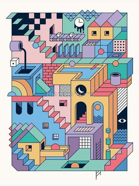 Escher Art, Kartu Remi, ポップアート ポスター, M C Escher, Pop Illustration, Arte Indie, 타이포그래피 포스터 디자인, Isometric Art, Minimal Wallpaper