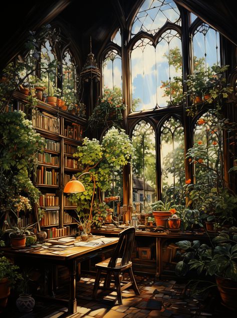 Beautiful Home Gardens, Library Aesthetic, Fantasy House, Fantasy Setting, Fantasy Places, Pretty Wallpapers Backgrounds, Dreamy Art, Fantasy Landscape, Dream Home Design