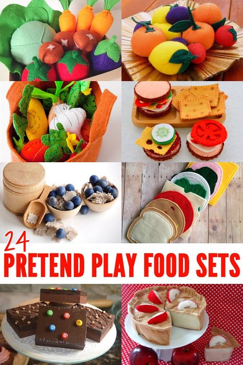 24 Fabulous Handmade Pretend Food Play Sets :: role play :: pretend play kitchen Felt Food Diy, Felt Food Patterns, Play Kitchens, Play Food Set, Food Play, Play Pretend, Pretend Play Food, Pretend Play Kitchen, Felt Play Food