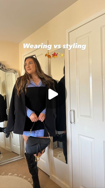 Emily Collins on Instagram: "This shirt dress combo is my new fav rn🍂🍁✨

Shirt dress @boohoo 
Knit dress @prettylittlething 
Blazer @prettylittlething 
Boots @prettylittlething 
Bag @dior 

Grwm, get ready with me, gdwm, get dressed with me, wearing vs styling, outfit inspo, outfit ideas, simple outfits, style tips, autumn wardrobe essentials, causal outfit, fall aesthetic, fall style, fall fashion, transition to autumn, transitional outfits, street style, fashion, 30 days of outfits, ootd, everyday outfit, daily outfit inspo, daily looks, chic style, knitted dress, boot season, autumn ootd 
#ootd #styling #neautralstyle #autumn #autumnstyle #transitionoutfit #dailyoutfitinspo #autumnfashion #wearingvsstyling" Emily Collins, Autumn Wardrobe Essentials, 30 Days Of Outfits, Outfit Ideas Simple, Get Dressed With Me, Autumn Ootd, Transitional Outfits, Dress Boot, Fall Wardrobe Essentials