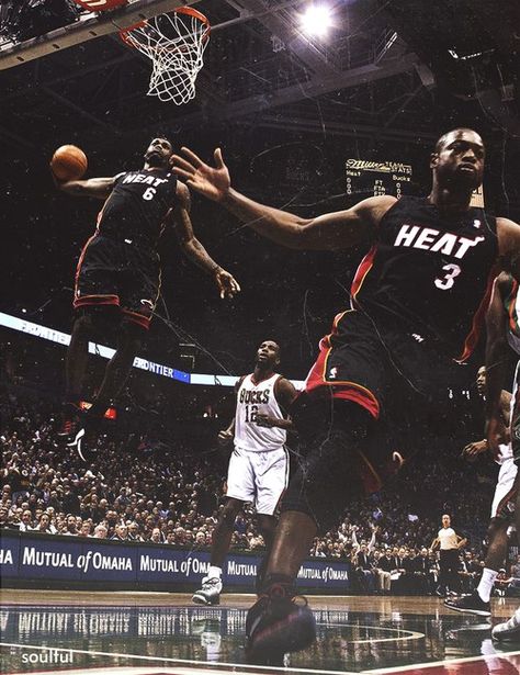 Lebron And Wade Wallpaper, D Wade And Lebron, Lebron Wallpaper, Cool Basketball Pictures, Wade Lebron, Lebron James Heat, Lebron And Wade, James Wade, Lebron James Poster