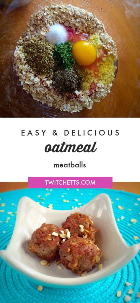 These easy oatmeal meatballs are perfect for your family dinner. Kids approved and gluten free. They are super quick to whip up and are perfect on their own or with spaghetti. #twitchetts #meatball #glutenfree Meatball Recipes With Oatmeal, Meatballs Made With Oatmeal, Oatmeal Meatballs, Meatballs With Oatmeal Recipe, Meatball Recipes No Egg, Meatball Recipes No Breadcrumbs, Meatballs With Oatmeal, Kid Friendly Meatballs, Meatballs With Oats