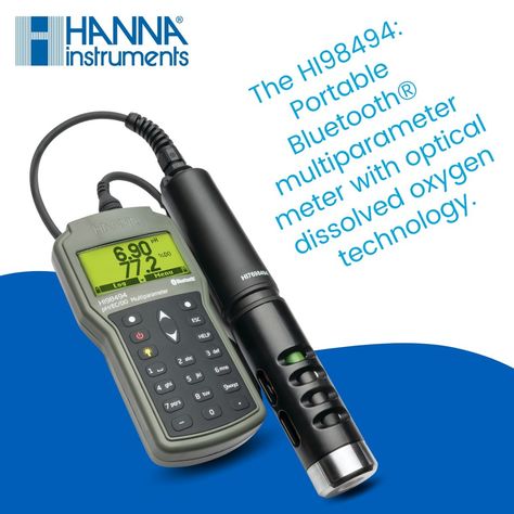 Introducing the HI98494 Portable Bluetooth Multiparameter Meter with Optical Dissolved Oxygen Technology. This advanced meter offers Bluetooth® connectivity for seamless data transfer to smart devices via the Hanna Lab App. Capable of measuring up to 12 different water quality parameters, including 6 measured and 6 calculated, the HI98494 is a versatile and reliable tool for water quality monitoring. #HannaInstruments #waterquality #watertesting #waterqualitymonitoring #waterqualitytesting Data Transfer, Water Quality, Smart Device, Lab, Technology, Water, Quick Saves