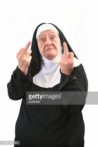 Senior Nun Giving Two Middle Finger Gestures, Isolated on White : Stock Photo Rude Finger, Character Humor, Image Meme, Stock Photos Funny, Funny Character, Silly Images, Cool Poses, White Picture, Meme Template