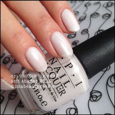 *OPI Chiffon My Mind NL T63 | 2015 Spring - Soft Shades Collection Opi Soft Shades, Opi Swatches, Opi Polish, Opi Nail Colors, White Nail Polish, Opi Nail Polish, Nail Polish Collection, Opi Nails, Fabulous Nails