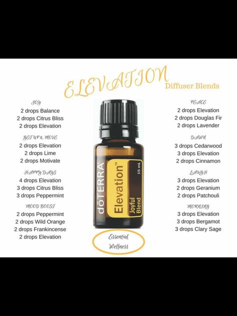 Elevation Diffuser Blend Doterra, Doterra Elevation, Doterra Oils Recipes, Doterra Diffuser, Doterra Diffuser Blends, Essential Oil Combinations, Doterra Essential Oils Recipes, Healing Essential Oils, Essential Oil Diffuser Blends Recipes