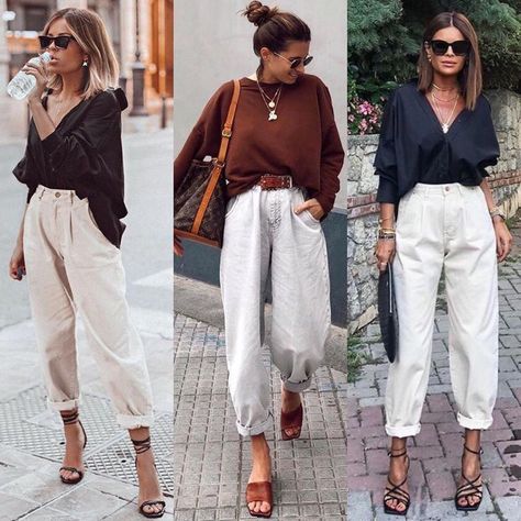 Slouchy Jeans Outfit, Baggy Pants Outfit, High Waisted Jeans Outfit, Style Capsule, Paperbag Hose, Zara Looks, Ny Outfits, Stylish Outfits For Women Over 50, Slouchy Jeans