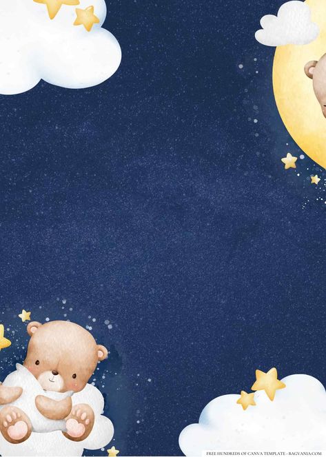 Teddy Bear On The Moon, Sleeping Bear Illustration, Bear Sleeping Illustration, Teddy Bear Sleeping On Moon, Teddy Bear Baby Shower Invitations Zazzle, Mini Teddy Bears, Cuddly Teddy Bear, Sleeping Under The Stars, Diy Photo Booth