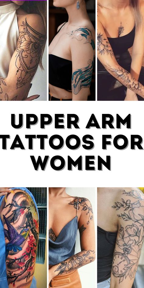 Upper Arm Tattoos for Women: Exploring Beautiful, Unique, and Meaningful Designs Subtle Half Sleeve Tattoos For Women, Arm Tattoo For Woman, Women Upper Arm Tattoo, Half Sleeve Ideas, Upper Arm Tattoo Ideas, Back Of Arm Tattoo Women, Inner Upper Arm Tattoos, Upper Arm Tattoos For Women, Half Sleeve Tattoo Upper Arm