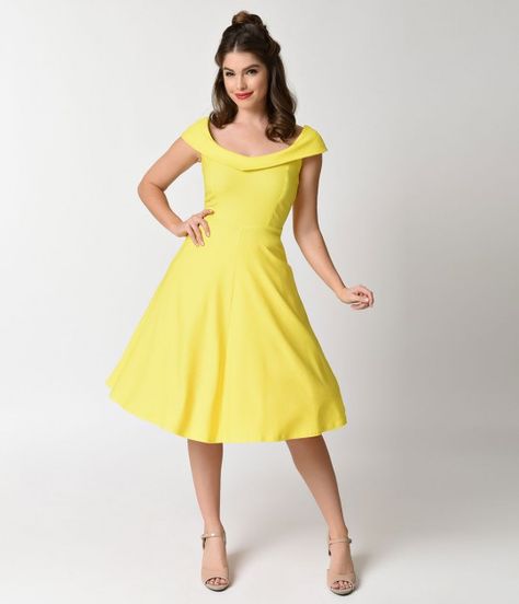 Disney Inspired Outfits Made With Dapper Days In Mind From Unique Vintage Bella Disney, Disneybound Ideas, Dapper Day Outfits, Yellow Vintage Dress, Belle Costume, Fall Fashion Skirts, Outfits 70s, Disney Clothes, Disney Bounding