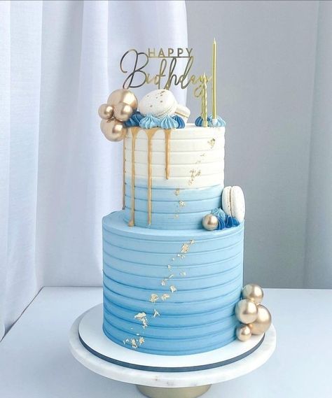 Debut Cake 18th Elegant Blue, Cake Decorating 2 Tier, Cake Designs 2 Tier Birthday, Two Tier Fondant Cake Designs, Blue Birthday Cakes 2 Tier, Blue Debut Cake, 2 Tier Birthday Cake Ideas, Birthday Cake Ideas Two Tier, 2tier Cake Design