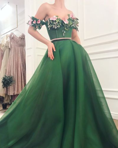 teuta matoshi duriqi Prom Dress Green, Prom Night Dress, Robes Glamour, Cheap Gowns, Green Evening Dress, Prom Dresses Elegant, Tulle Evening Dress, A Line Prom Dresses, Green Prom Dress