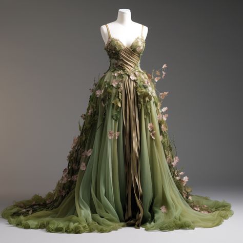 "Ivy": Fairy Gown, Forest Dress, Green Wedding Dresses, Fairy Wedding Dress, Nature Dress, Fairy Wedding, Theme Dress, Fantasy Dresses, Fantasy Gowns