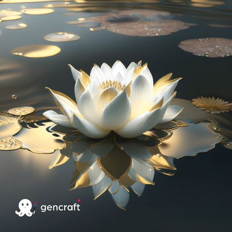 AI Artwork Golden Lotus, Lotus Flower, Garden Design, Lotus, Wallpapers, Flowers, Design