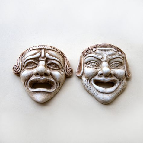 Greek Theatre Masks, Greek Drama Masks, Greek Masks, Primordial Gods, Theatre Symbol, Greek Mask, Ap Ceramics, Drama Theater, Theater Masks