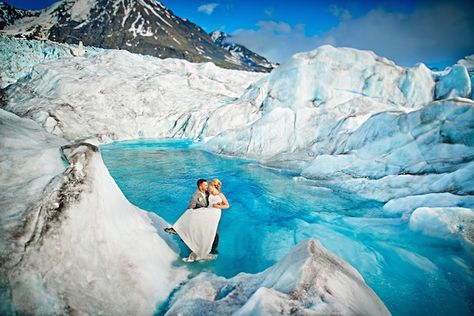 12 Epic Spots To Get Married In Alaska That’ll Blow Guests Away Scenic Wedding Venues, Glacier Wedding, Alaskan Wedding, Scenic Wedding, Alaska Glaciers, Alaska Wedding, Destination Wedding Locations, Breathtaking Wedding, Digital Weddings