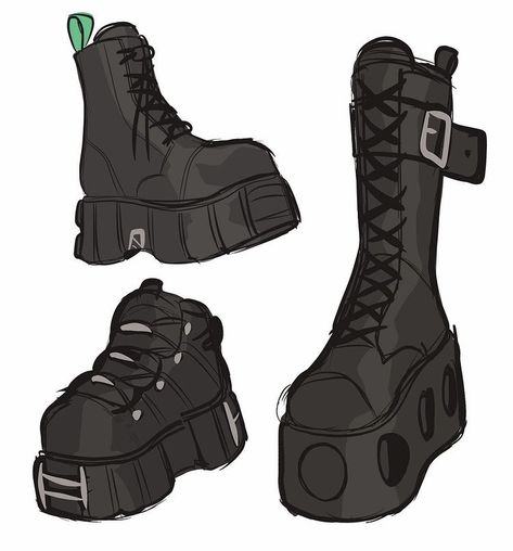 Gothic Shoes, Art Jokes, Shoes Drawing, Folding Clothes, Drawing Clothes, Shoe Art, Art Poses, Drawing Poses, Designer Boots