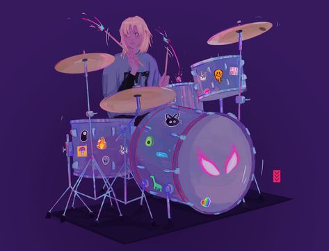 Spider Gwen Drums, Gwen Stacy Drummer, Gwen Stacy Playing Drums, Gwen Stacy Drums, Anime Drummer, All Spiderman, Playing Drums, Drums Art, The Drums