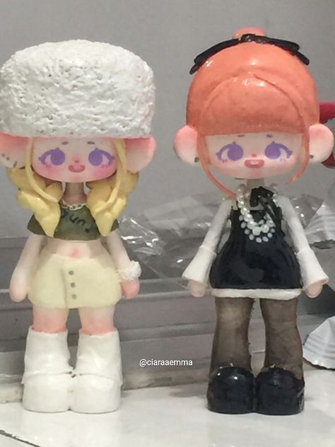 Cute Air Dry Clay Ideas Aesthetic, Anime Clay Figures, Clay Dolls Diy, Cute Things To Make Out Of Air Dry Clay, Air Dry Clay Dolls, Cute Clay Figures, Clay Characters, Clay Kawaii, Fun Aesthetic