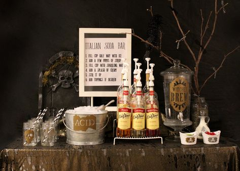 Make your Italian Soda Bar Spooky, in 15 Minutes, using the Cricut Explore Air 2 - Sugarcoated Housewife Italian Soda Bar, Soda Bar, Soda Drink, Italian Soda, Gold Color Scheme, Flavored Syrup, Cricut Explore Air 2, Red Sauce, Cricut Explore Air