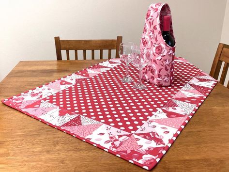 💗 Celebrate Valentine's Day Sewing with our Valentine Love Letters Table Runner featuring our Modified Quarter-Square Triangles Tutorial below. 💗 Our Table Runner Sewing, Baby Lock Sewing Machine, Valentine Table Runner, Table Runner Tutorial, Valentine Table, Sewing With Nancy, Quilt Layers, Triangle Ruler, Nancy Zieman