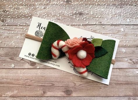 Bow Felt Ornament, Felt Hair Band, Felt Christmas Hair Accessories, Christmas Embroidery Hair Clip, Felt Headband Baby, Christmas Hair Accessories, Felt Christmas Decorations, Christmas Hair, Christmas Accessories